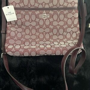 Coach Crossbody Bag - Burgundy and Cream